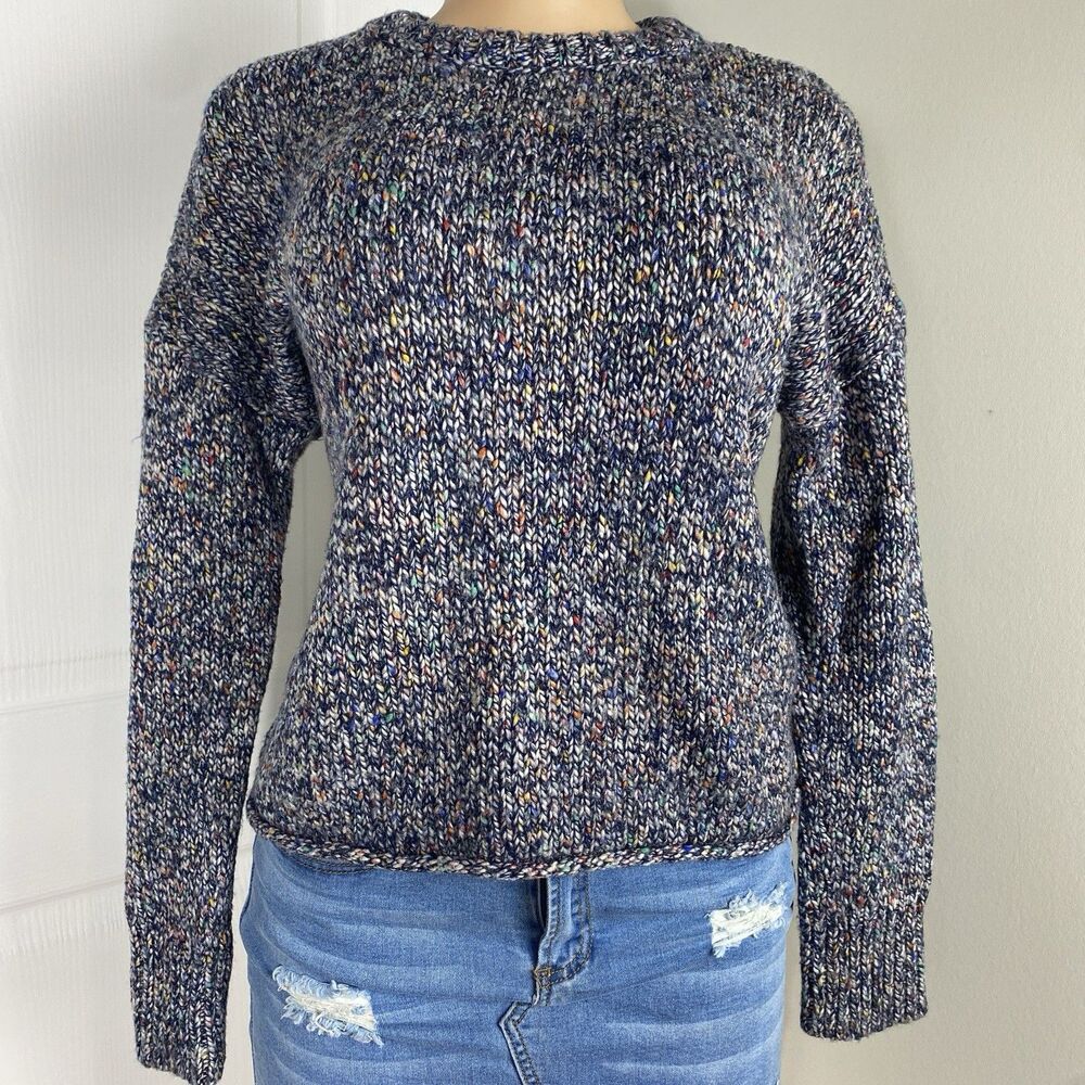 Women’s Universal Thread Sweater Sz XS Crew Neck Marled Knit Stretch Blue